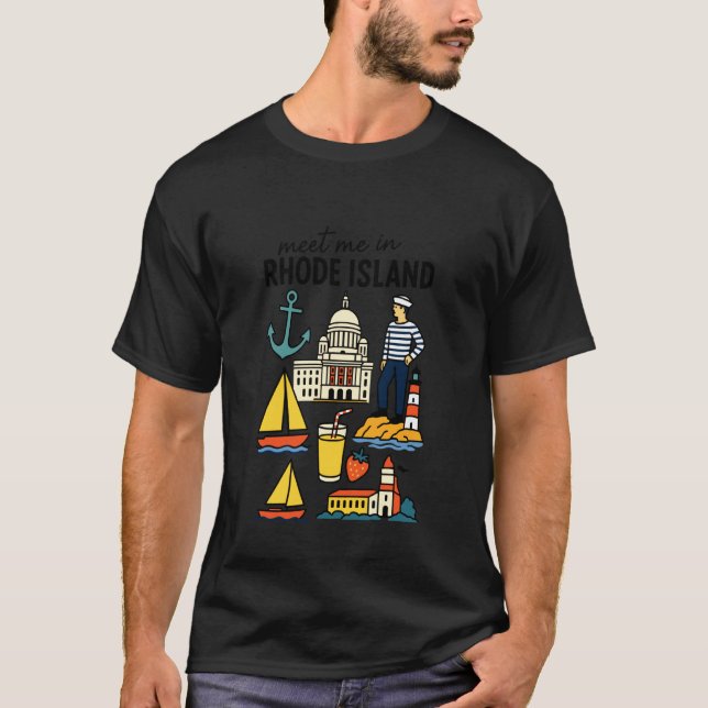 T-shirt Aventure côtière nautique de Rhode Island (Devant)