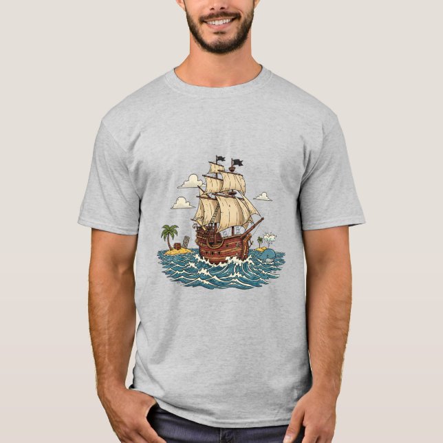 T-Shirt Aventure Côtière Surfeur de Vague Océaniqu (Devant)