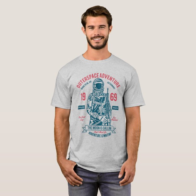 T-shirt Aventure dans l'espace 1969, Moonwalk, (Devant entier)