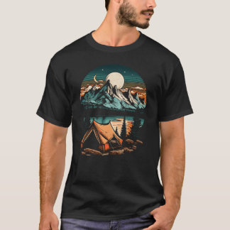 T-shirt Aventure de camping au bord du lac rétro