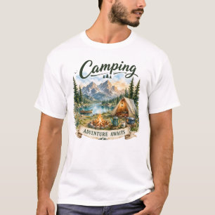T-shirt Aventure de camping au lac de montagne sauvage
