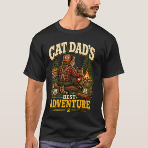 T-shirt Aventure de camping avec Papa Chat, Félin de rando