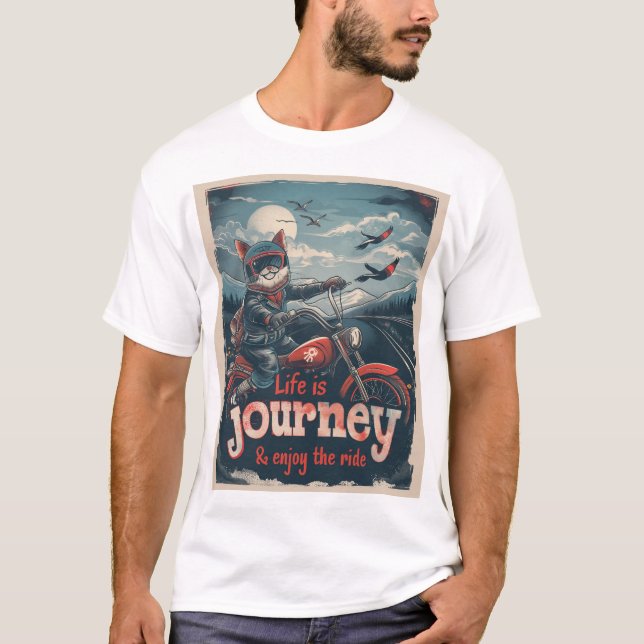 T-shirt Aventure de chat motard (Devant)