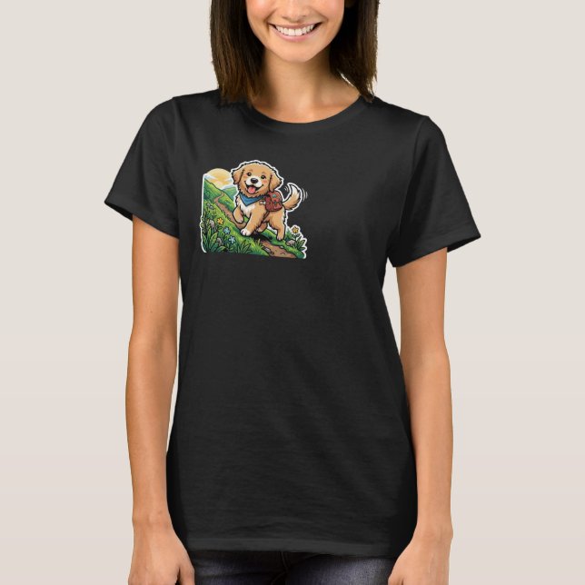T-shirt Aventure de chiot Retriever doré de randonnée mign (Devant)