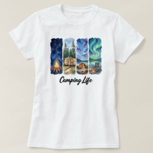 T-shirt Aventure de la vie en camping à l'aquarelle avec t