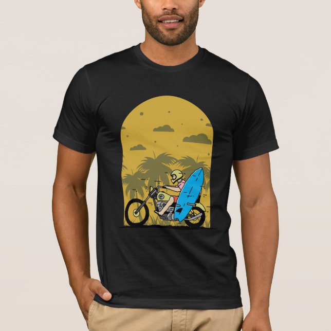 T-shirt Aventure de moto Surf Rider sur la plage (Devant)