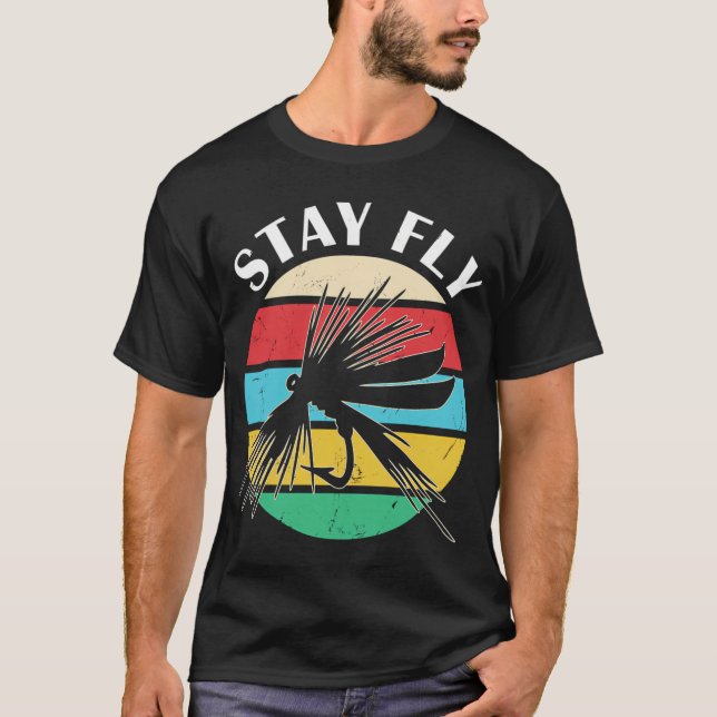 T-shirt Aventure de pêche Design Rétro Coucher de Soleil (Devant)