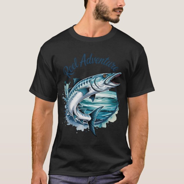 T-shirt Aventure de pêche - Le barracuda de haute mer (Devant)