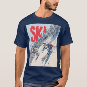 T-shirt Aventure de ski sur la pente de la montagne