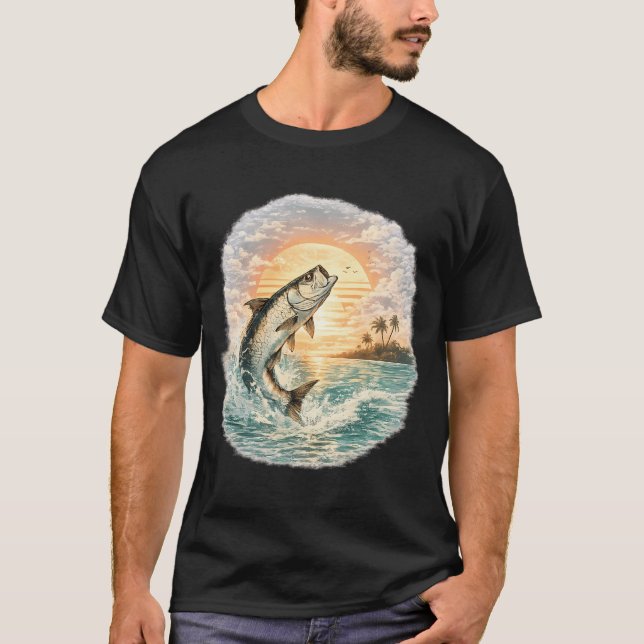 T-shirt Aventure de tarpon de Floride au coucher du soleil (Devant)