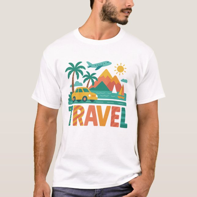 T-shirt Aventure de voyage colorée (Devant)