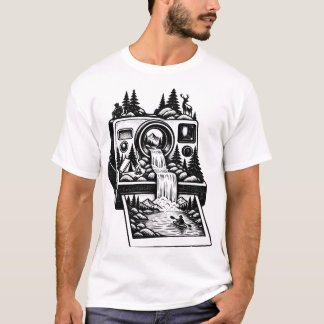T-shirt Aventure en plein air Appareil photo vintage et ra
