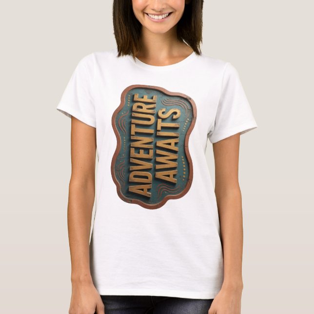 T-shirt Aventure Orange vif ATTEND 3D Texte Art (Devant)