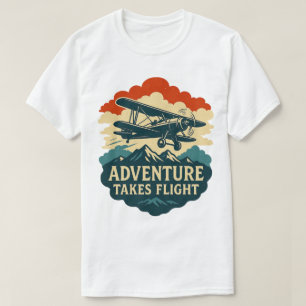 T-shirt Aventure prend le vol Retro Avion Art