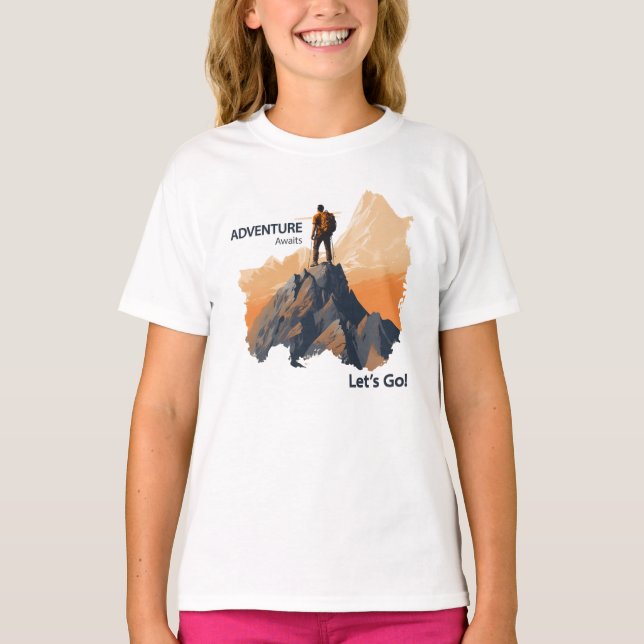 T-shirt Aventure Randonnée, Adventure Await, Let’s Go ! (Devant)