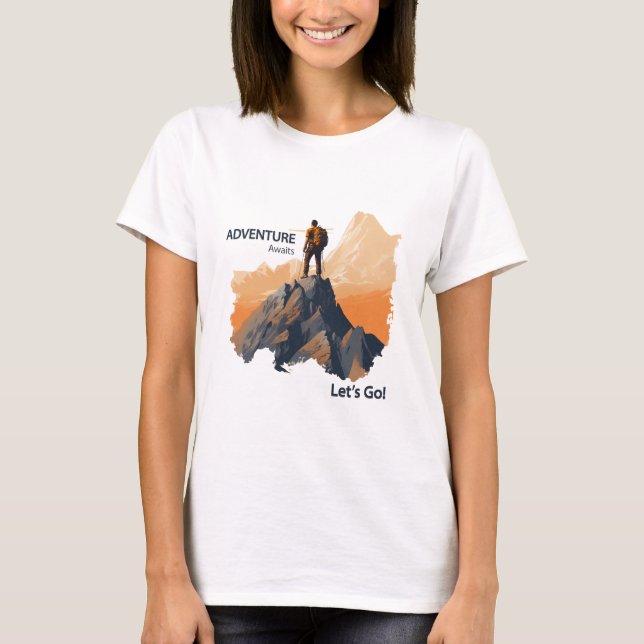 T-shirt Aventure Randonnée, Adventure Await, Let’s Go ! (Devant)