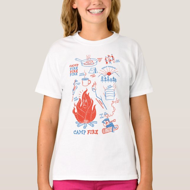 T-shirt Aventure Rétro au Feu de Camp – Activité de Campin (Devant)