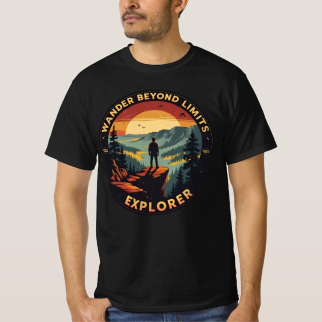 T-shirt Aventure Retro Explorer au-delà des limites (Devant)
