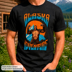 T-shirt Aventure rétro Sasquatch de montagne en Alaska