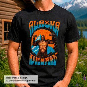 T-shirt Aventure rétro Sasquatch de montagne en Alaska