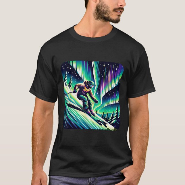 T-shirt Aventure Ski Sous Les Lumières Du Nord (Devant)
