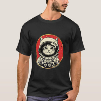 T-shirt Aventure Spatiale de Chat Astronaute Style Japonai