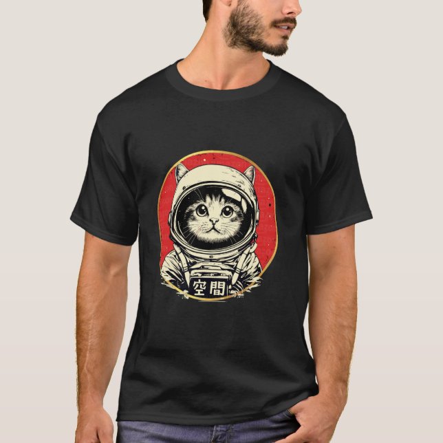 T-shirt Aventure Spatiale de Chat Astronaute Style Japonai (Devant)