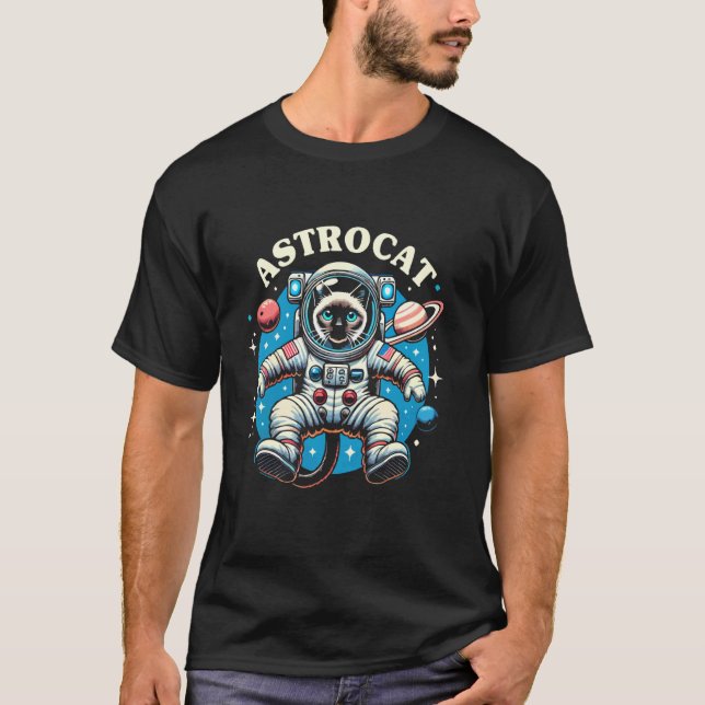 T-shirt Aventure spatiale du chat siamois Astrocat (Devant)