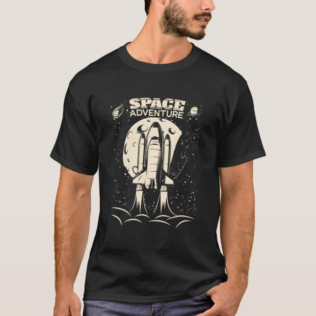 T-shirt Aventure spatiale navire-fusée Astronomie Cosmos (Devant)