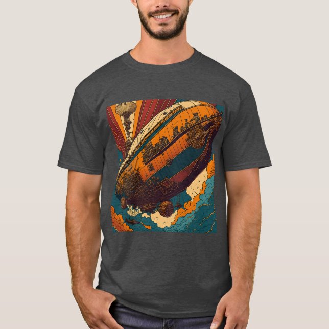 T-shirt Aventure Vintage Steampunk Dirigeable (Devant)