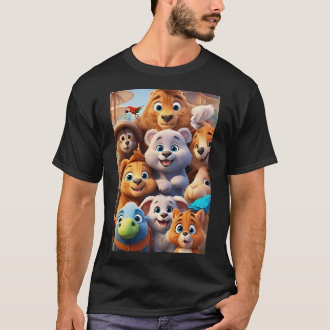T-shirt Aventures avec des animaux adorables" (Devant)