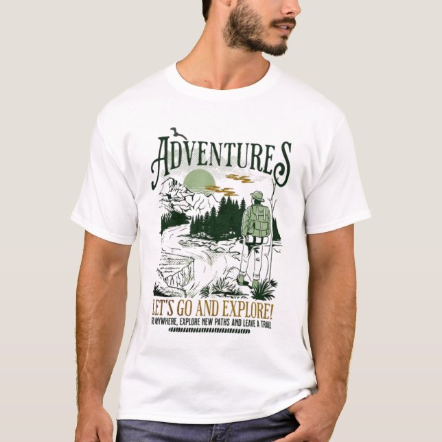 T-shirt Aventures Await : Allons-y et explorons ! (Devant)
