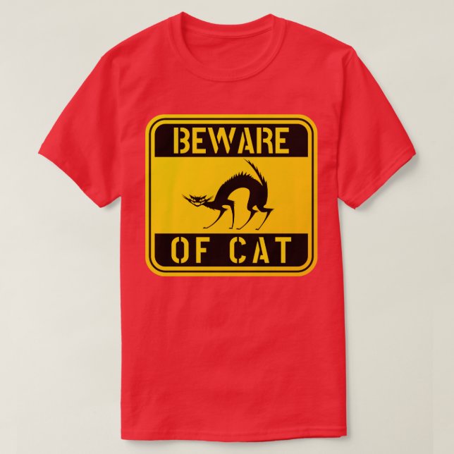 T-shirt AVERTISSEMENT ATTENTION DE CAT fou chat drôle prop (Design devant)