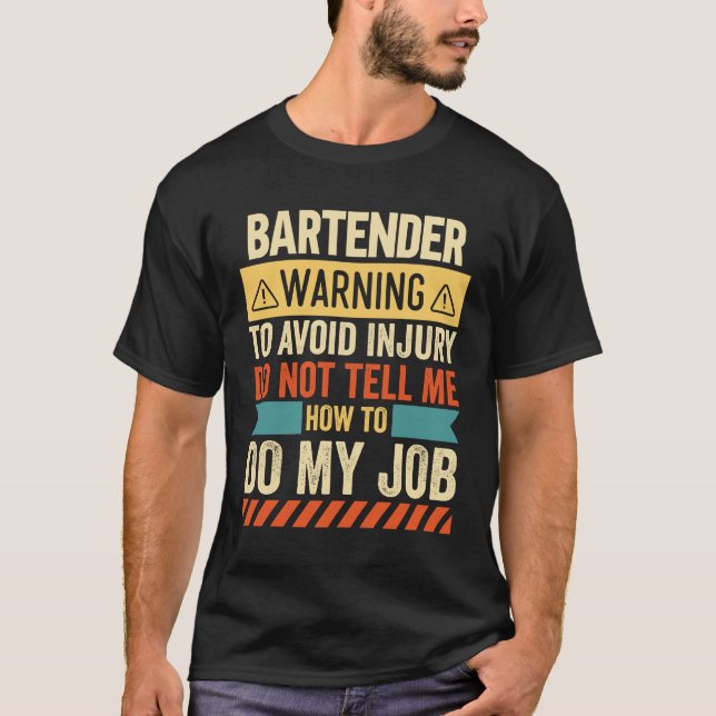 T-shirt Avertissement Barman (Devant)