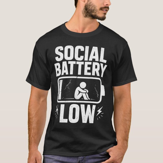 T-shirt Avertissement batterie sociale faible (Devant)