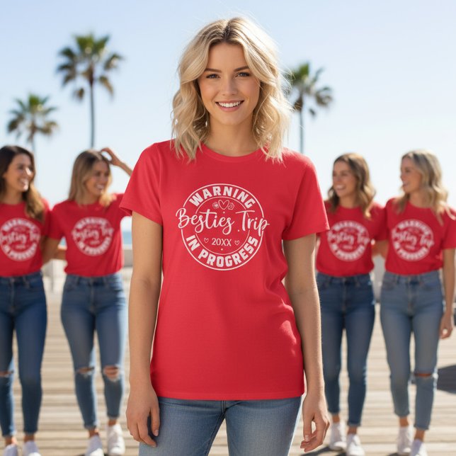 T-shirt Avertissement Besties Voyage en cours Blanc sur ro (Créateur téléchargé)