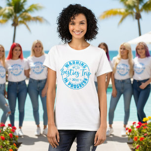 T-shirt Avertissement Besties Voyage en cours Bleu sur bla