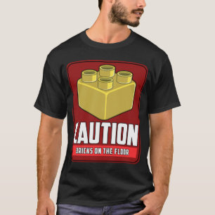 T-shirt Avertissement Blocs De Construction Briques Sur Le