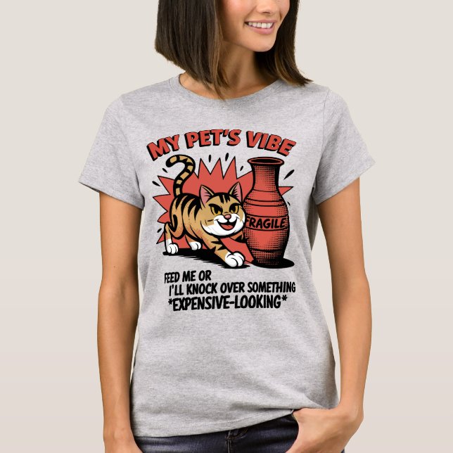 T-shirt Avertissement d'attitude de chat Sassy (Devant)