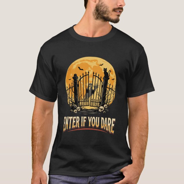 T-shirt Avertissement de lune hantée Halloween (Devant)