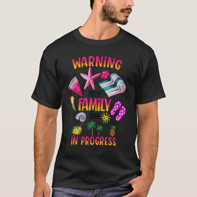 T-shirt Avertissement Été Famille Voyage En Cours Famille  (Devant)