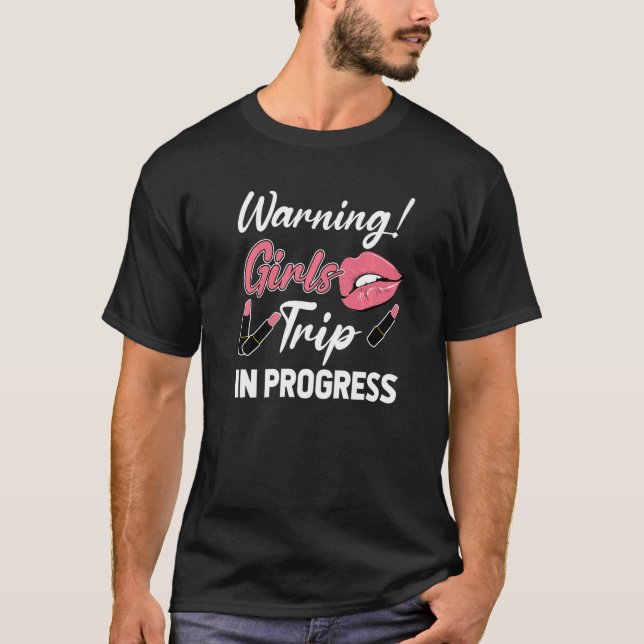 T-shirt Avertissement Filles Voyage En Cours Vacances Voya (Devant)