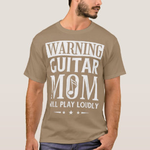 T-shirt Avertissement Guitare Maman Jouera Fortement, Musi