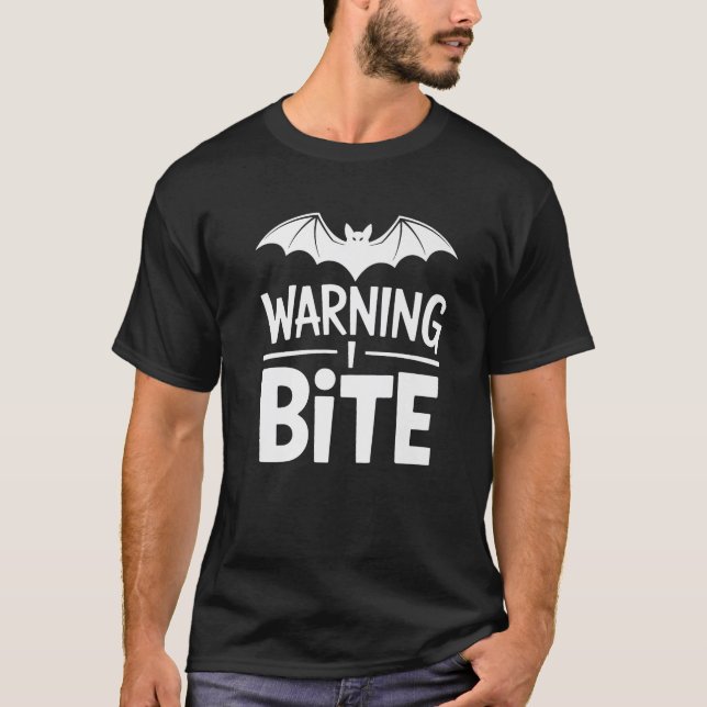 T-shirt Avertissement I Bite Funny Halloween Humour Éffray (Devant)
