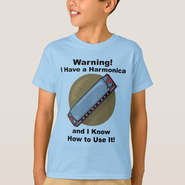 T-shirt Avertissement ! J'ai un harmonica… (Devant)