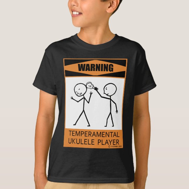 T-shirt Avertissement Joueur Ukulele Temperamental (Devant)