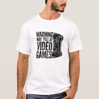 T-shirt Avertissement mai hurler à Jeux Vidéos Jeu Nerd