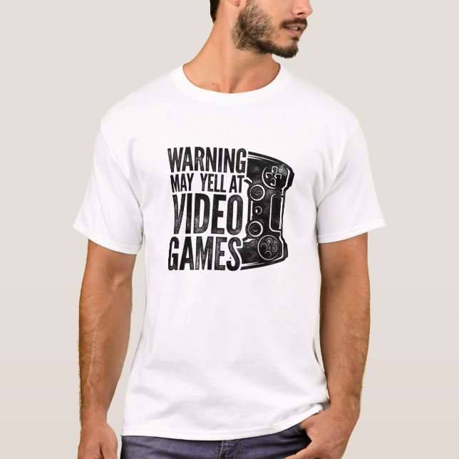 T-shirt Avertissement mai hurler à Jeux Vidéos Jeu Nerd (Devant)