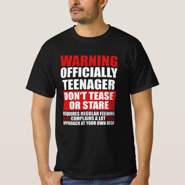 T-shirt Avertissement Officiellement Adolescent (Devant)