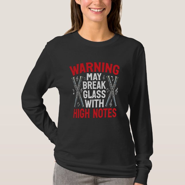 T-shirt Avertissement peut casser le verre avec des notes  (Devant)